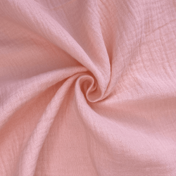 Ткань Муслин Жатый, цвет Нежно-Розовый (на отрез)  в Воскресенске
