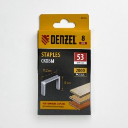 Denzel Скобы, 8 мм, для мебельного степлера, тип 53, 2000 шт.  в Воскресенске